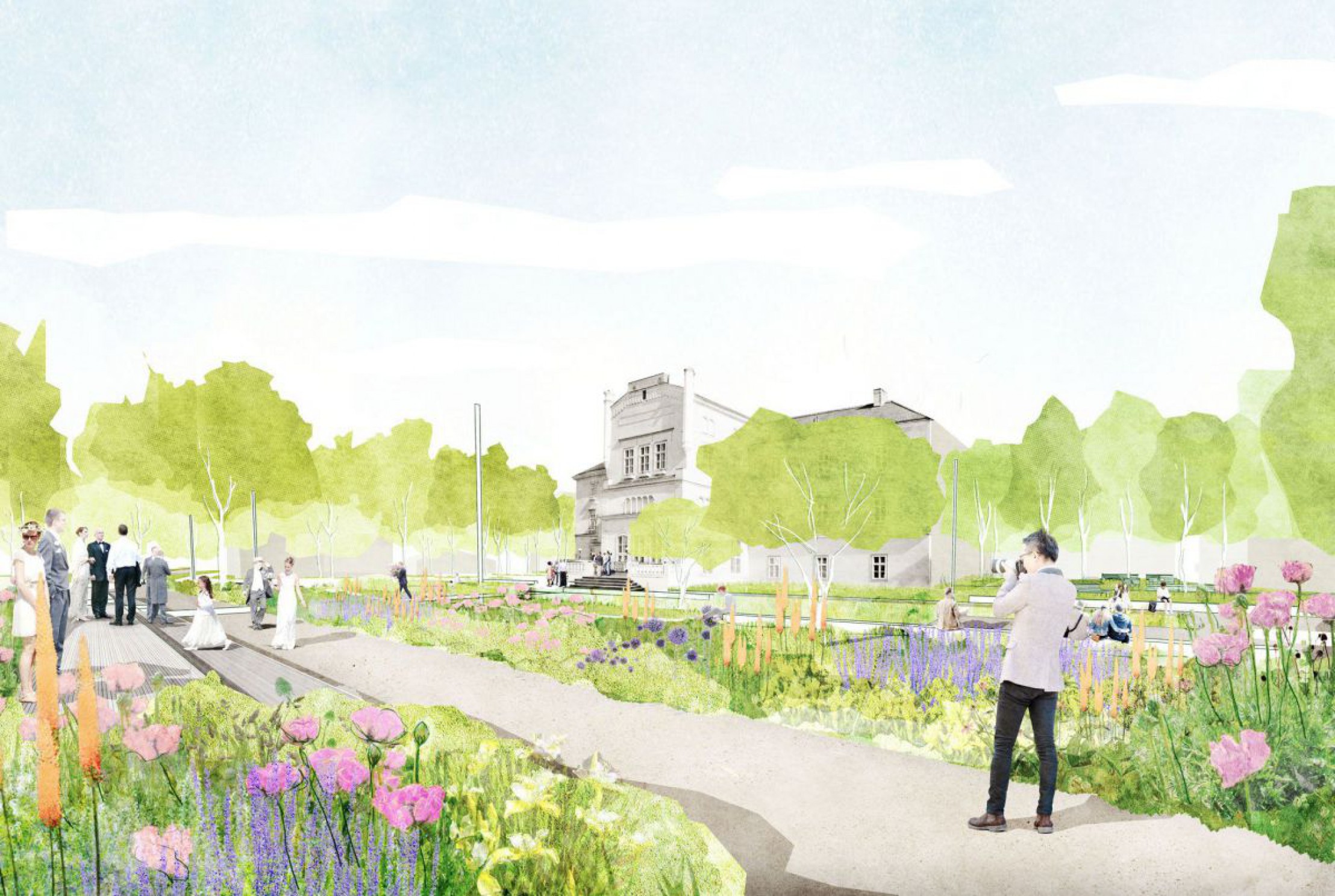 Skizze des Klostergartens beim Nibelungenplatz in Tulln